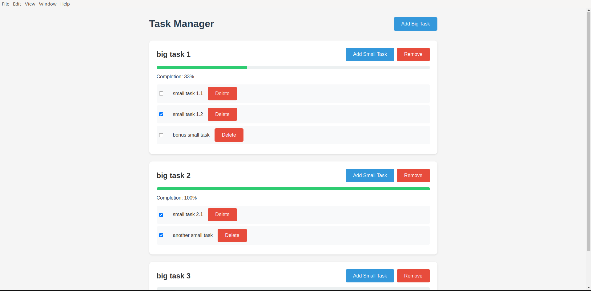 The Application user interface